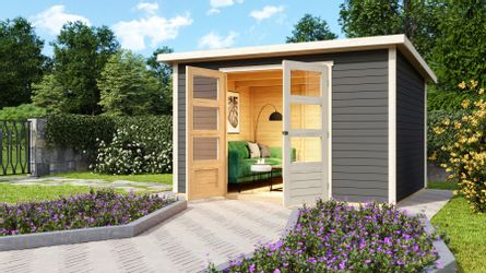 KONIFERA Gartenhaus ""Sandstedt 5" terragrau" aus hochwertiger nordischer F günstig online kaufen