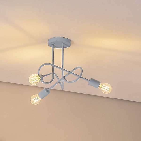 Deckenleuchte Oxford, Ø 44 cm, hellblau, Metall, 3-flammig günstig online kaufen