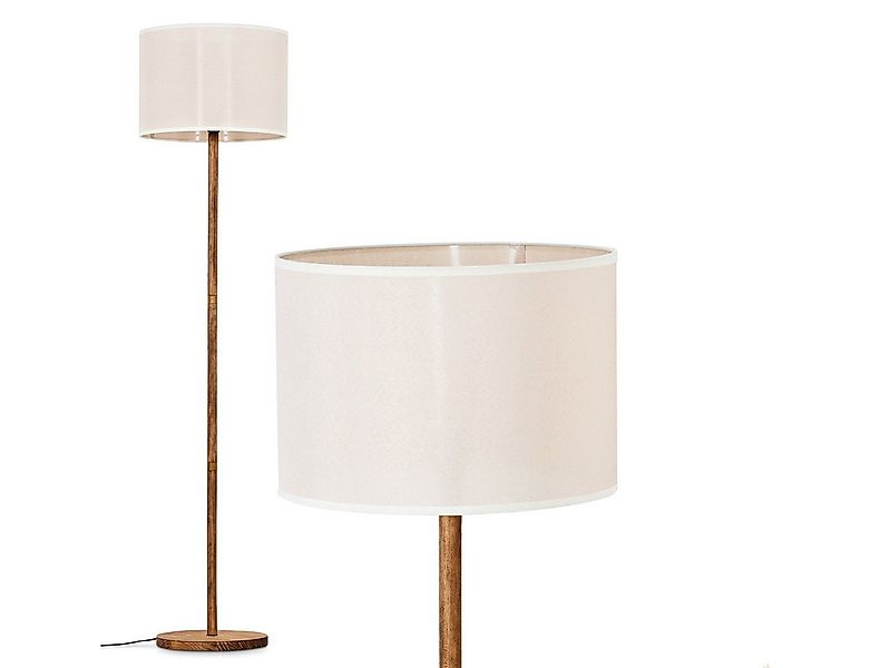 hofstein Stehlampe moderne Stehlampe aus Holz/Stoff in Naturfarben/Beige/We günstig online kaufen