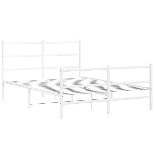 vidaXL Bettgestell mit Kopf- und Fußteil Metall Weiß 135x190 cm 355431 günstig online kaufen