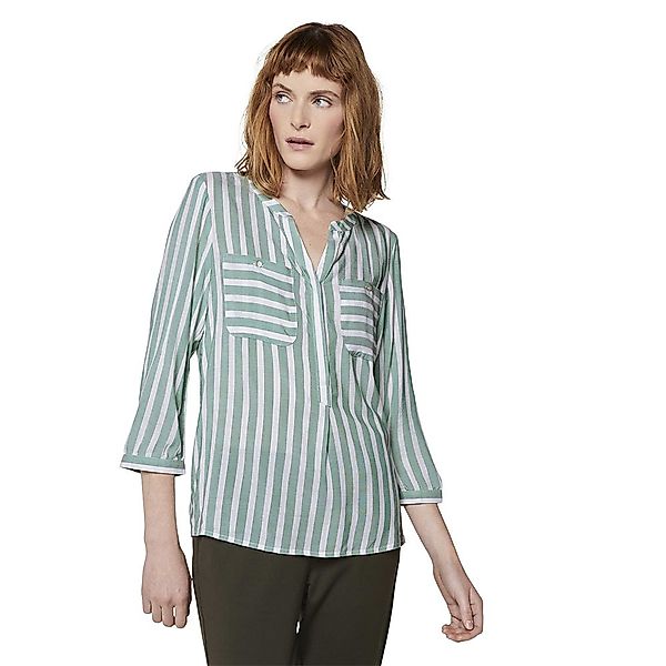 Tom Tailor Langarm T-shirt 42 Green Offwhite Vertical Stripe günstig online kaufen