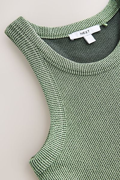 Next Trägertop Geripptes Metallic-Tanktop mit Racerback günstig online kaufen