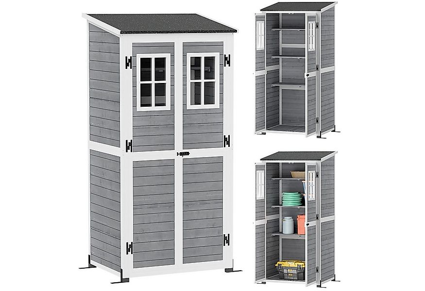 Outsunny Gerätehaus mit Abschließbar Tür, 2 Fenstern, Bodenplatte, Asphalt- günstig online kaufen