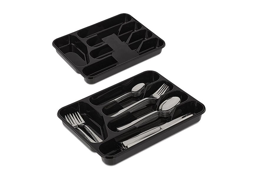 relaxdays Besteckkasten Schwarzer Besteckkasten im 2er Set günstig online kaufen