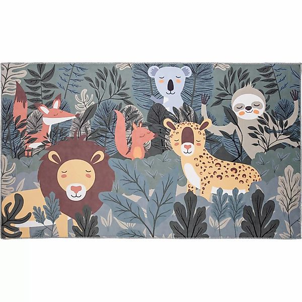 Kinder-Teppich Safari Adventure Bunter Tierprint 80 cm x 140 cm günstig online kaufen