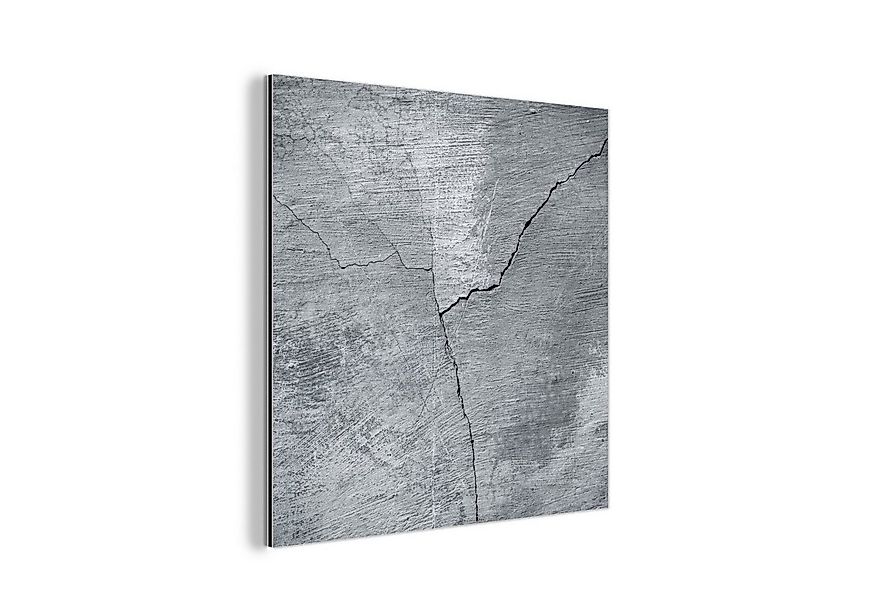 MuchoWow Metallbild Beton - Grau - Riss, Inkl. Aufhängung, Alu-Dibond-Druck günstig online kaufen
