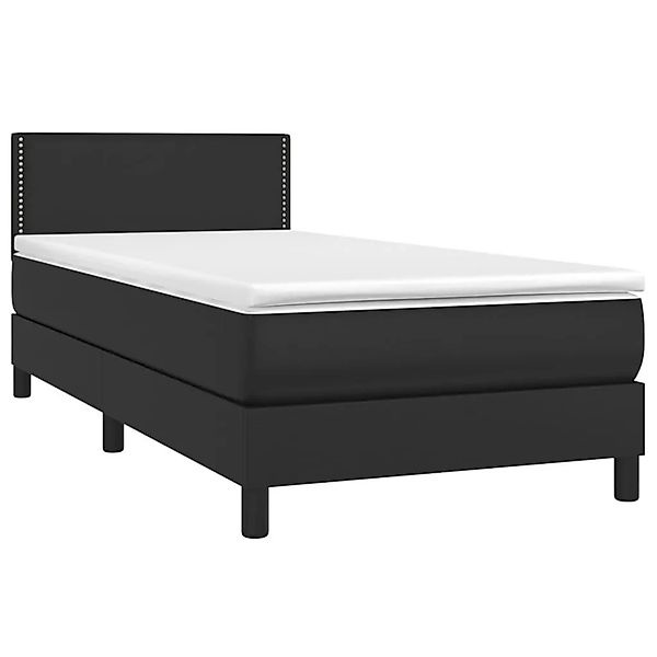 vidaXL Boxspringbett mit Matratze & LED Schwarz 90x200 cm Kunstleder 313414 günstig online kaufen