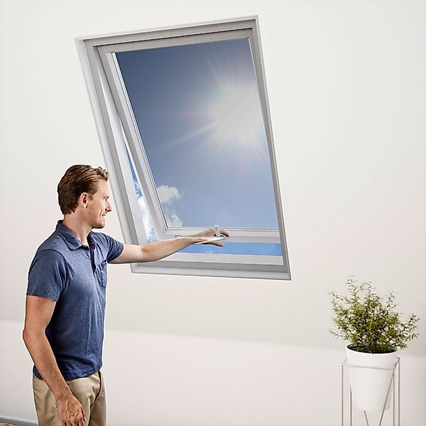 Insektenschutzrollo für Dachfenster, Windhager, transparent, Haftfix, günstig online kaufen
