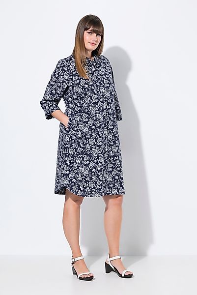 Ulla Popken Midikleid Hemdblusenkleid A-Linie Hemdkragen günstig online kaufen