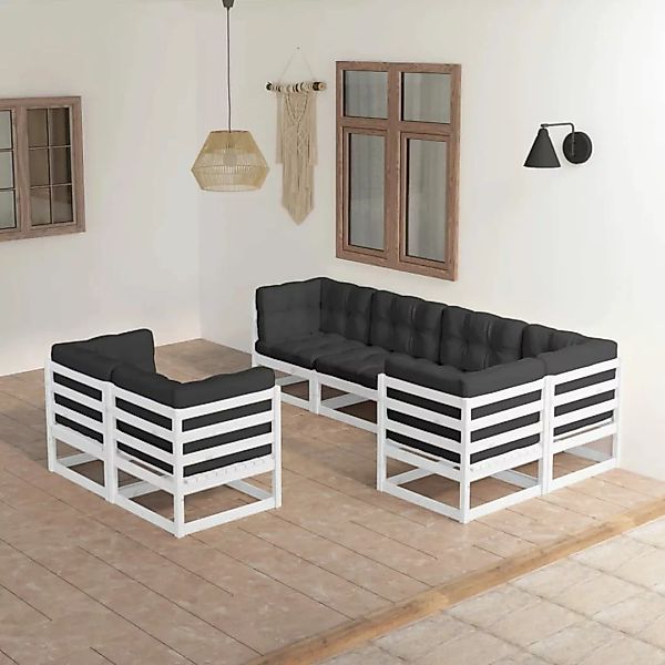 7-tlg. Garten-lounge-set Mit Kissen Kiefer Massivholz günstig online kaufen