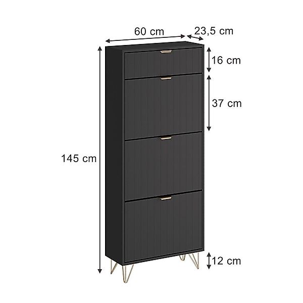 Vicco Schuhschrank Helge, Schwarz, 60 x günstig online kaufen