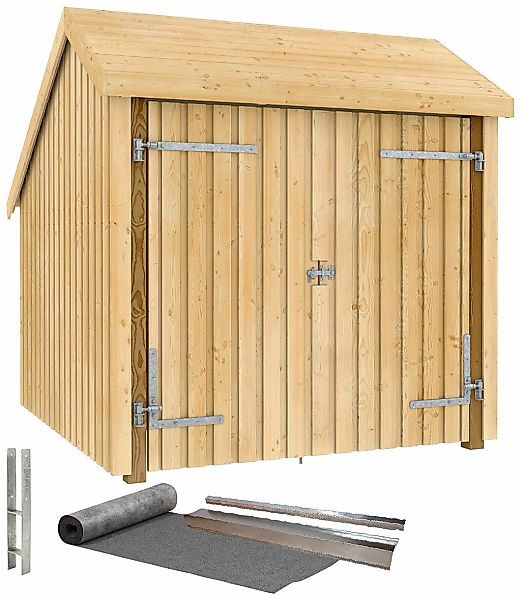 PLUS Gartenhaus Fahrradunterstand mit Doppeltür, Dachpappe/Aluleisten/H-Pfo günstig online kaufen