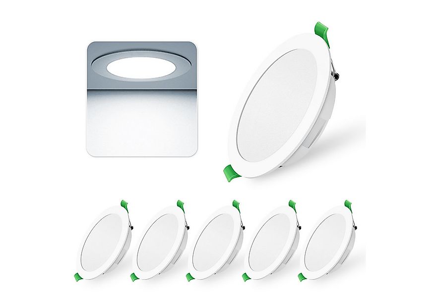 ALUSSO LED Einbaustrahler 6er-Set, IP44 Ultraflacher Deckenstrahler für Bad günstig online kaufen
