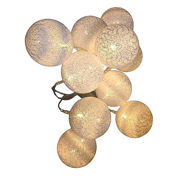 Lex 10er Raffia Kugel-Lichterkette Warmweiß Batteriebetrieben Kugeln Dekoli günstig online kaufen