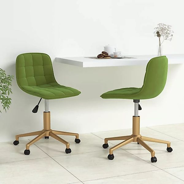 Esszimmerstühle 2 Stk. Drehbar Hellgrün Samt günstig online kaufen