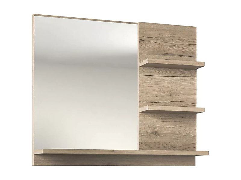 Badspiegel rechteckig mit Ablageflächen - 60 x 50 cm - Holzfarben hell - LA günstig online kaufen