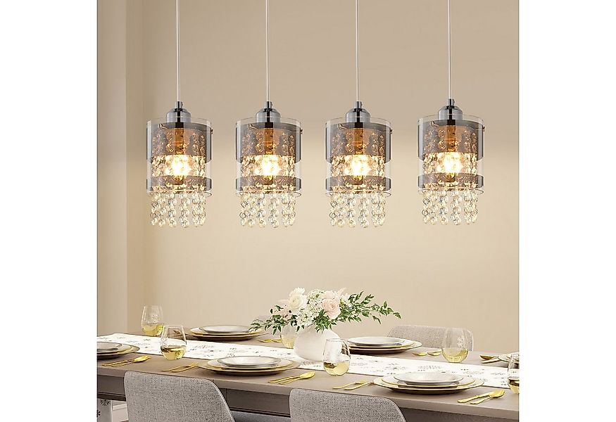 Nettlife Pendelleuchte Kristall Esstisch 4 Flammig Modern E27 Höhenverstell günstig online kaufen