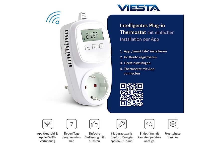 VIESTA Heizkörperthermostat TH12 WIFI Thermostat Steckdosenthermostat für I günstig online kaufen