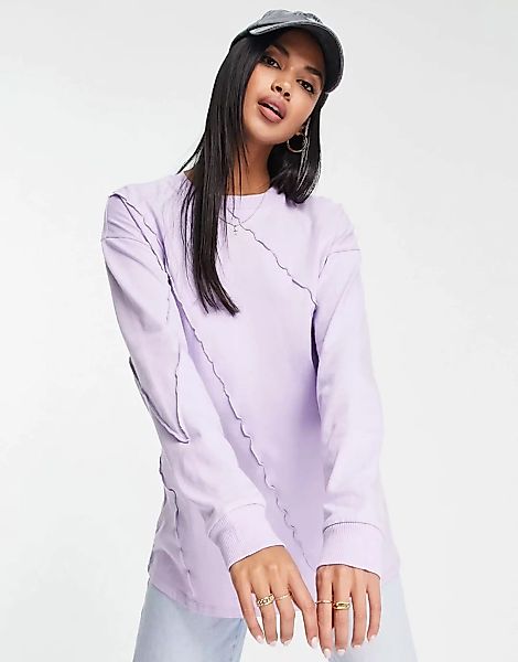 ASOS DESIGN – Langärmliges Oversize-Shirt in Flieder mit Ziernaht-Violett günstig online kaufen