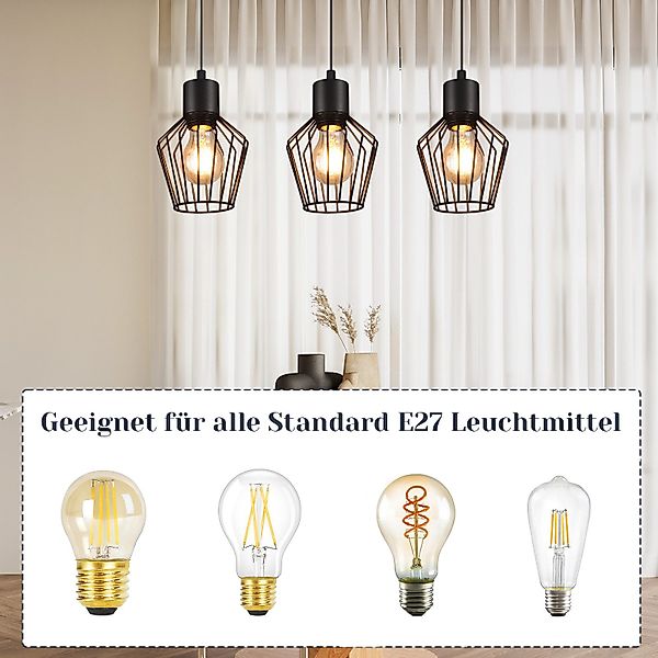 Nettlife Pendelleuchte Esstisch Hängeleuchte Schwarz, LED günstig online kaufen