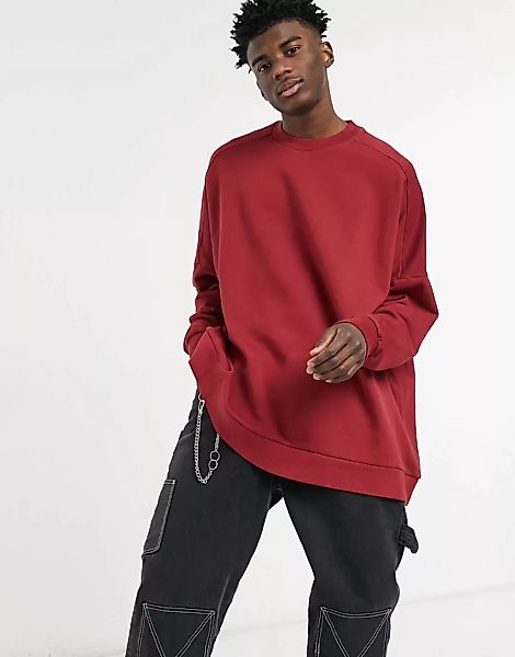 ASOS DESIGN – Sweatshirt in Burgunderrot in extremem Oversize-Design günstig online kaufen