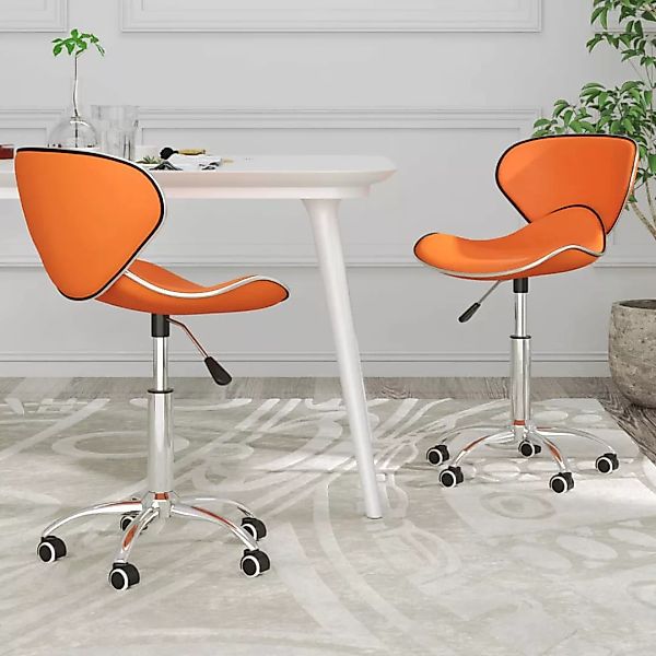 Esszimmerstühle 2 Stk. Drehbar Orange Kunstleder günstig online kaufen