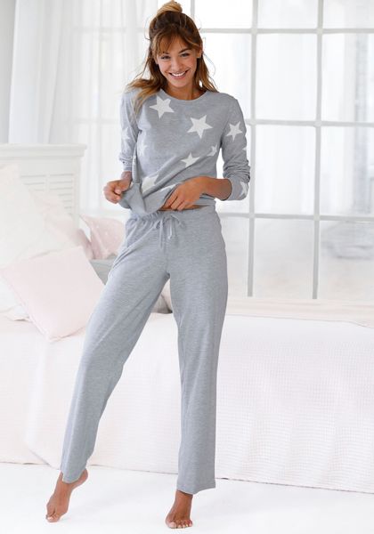 Arizona Pyjama 2 tlg., in melierter Optik mit Sternen günstig online kaufen