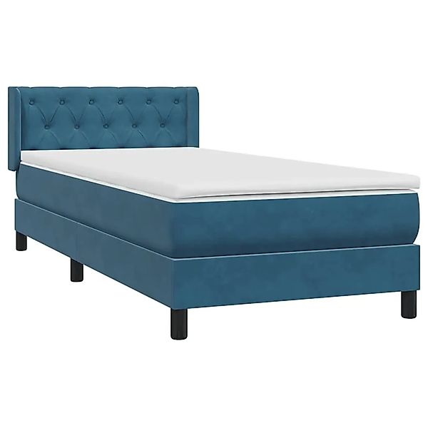 vidaXL Boxspringbett mit Matratze Dunkelblau 80x220 cm Samt 3318391 günstig online kaufen