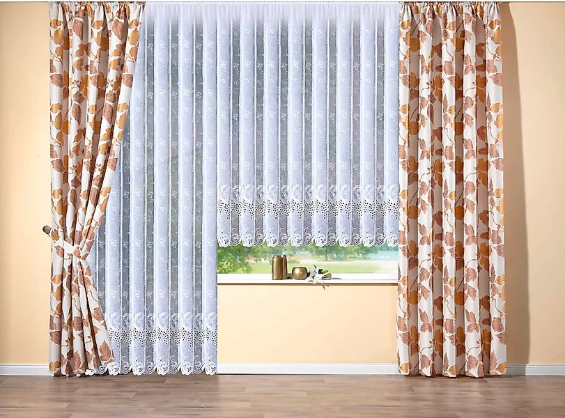 Stickereien Plauen Gardine "Rebe" Kräuselband 1 Stk. tlg. günstig online kaufen