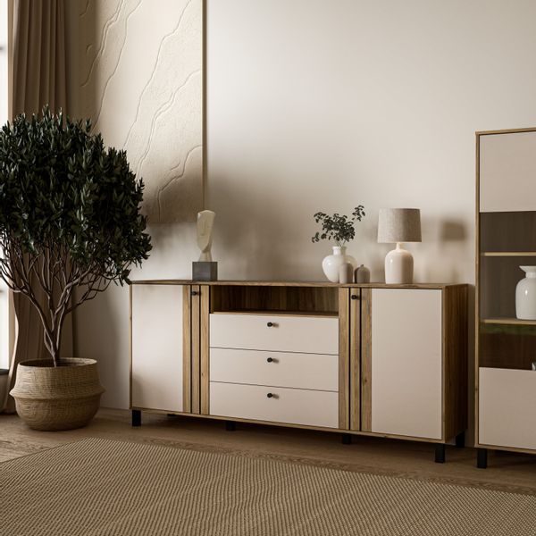 FORTE Sideboard "Killarney" großes Sideboard, Stauraum, Soft Close, Metallg günstig online kaufen