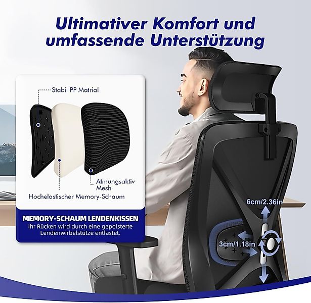 Hiazurm Bürostuhl Bürostuhl, Chefsessel, Ergonomischer Schreibtischstuhl, günstig online kaufen