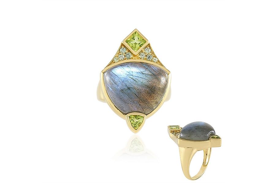 Cavill Silberring Maniry Labradorit Goldplattierter Silberring (1-tlg) günstig online kaufen