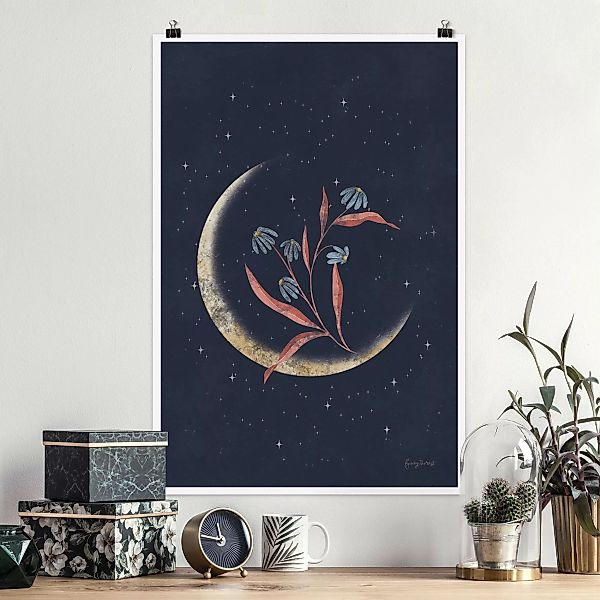Poster Mondsichel und Margeriten günstig online kaufen