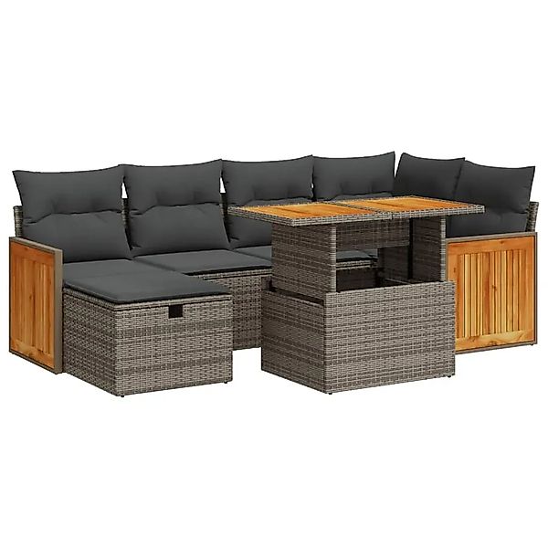 vidaXL 8-Tlg Garten-Sofagarnitur mit Kissen Grau Poly Rattan 3328159 günstig online kaufen