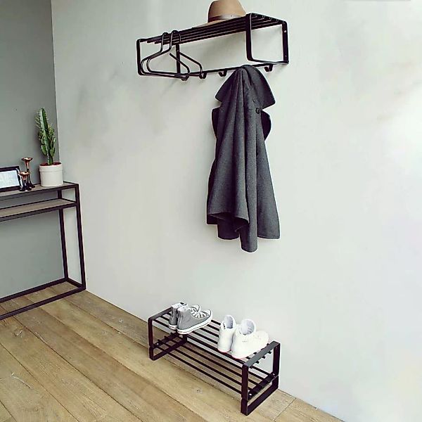 Garderoben Set aus Stahl Schwarz (zweiteilig) günstig online kaufen