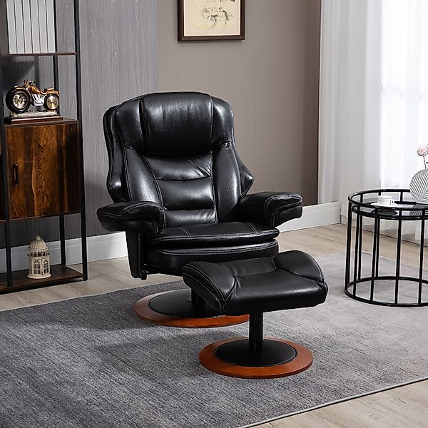 HOMCOM Relaxsessel mit Ottomane Liegefunktion bis 150kg Kunstleder Stahl Sc günstig online kaufen