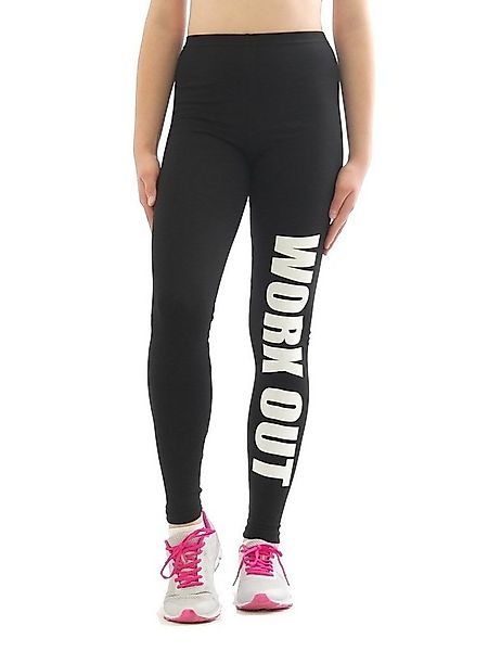 YESET Leggings Leggings Druck WORK OUT Lang Sport Fitness Druckschrift günstig online kaufen