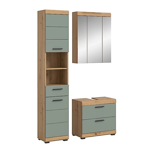 Badkombination 3-teilig Schubladen 112 x 191 x 34 cm Front Salbei FSC® günstig online kaufen