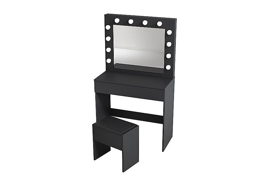 SONNI Schminktisch Schwarz/Weiß, mit LED-Beleuchtung, 80x40x140cm,3 Lichtmo günstig online kaufen