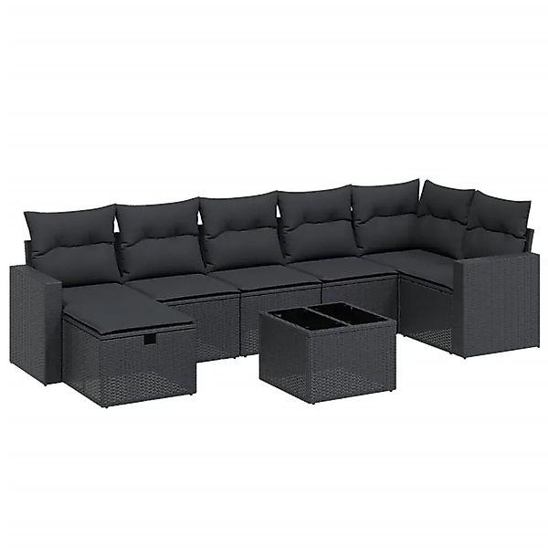 vidaXL 8-Tlg Garten-Sofagarnitur mit Kissen Schwarz Poly Rattan 3263511 günstig online kaufen