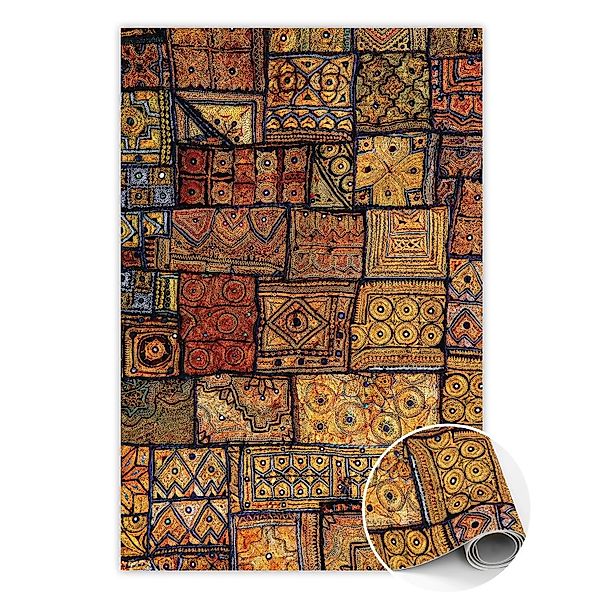Tulup Teppich Türkisches Mosaik Vinyl Tapijt 150x225 cm Gelb PVC Mat Tapijt günstig online kaufen