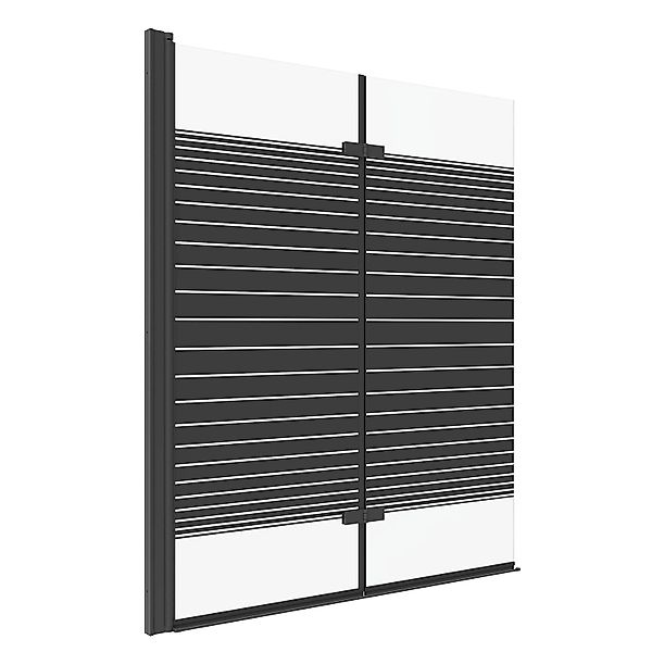 Aquabatos Badewannenaufsatz 120 x 140 cm 2tlg. Duschwand Schwarz Matt Badew günstig online kaufen