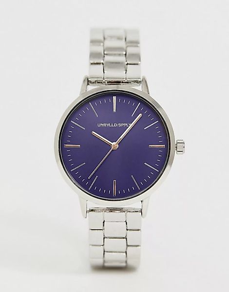 ASOS DESIGN – Schmale Armbanduhr in Silber günstig online kaufen