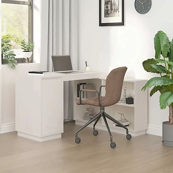 Vidaxl Schreibtisch Weiß 110x50x75 Cm Massivholz Kiefer günstig online kaufen
