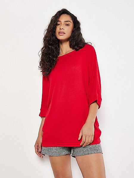 Apricot Rundhalsshirt Longshirt (1-tlg) mit Fledermausärmeln günstig online kaufen