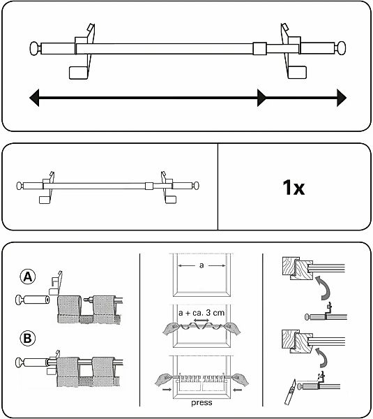 GARDINIA Scheibenstange "Klemmstange Filigrano Kugel" Ø 10 mm ausziehbar Se günstig online kaufen