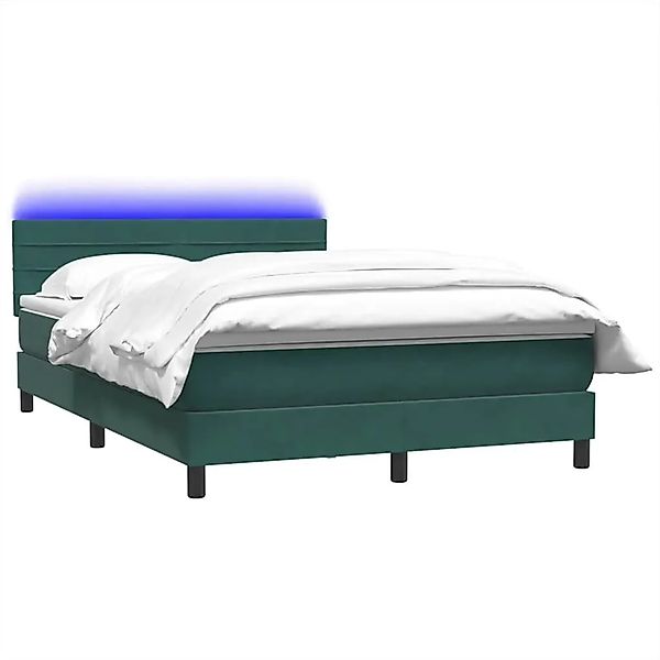 vidaXL Boxspringbett mit Matratze & LED Dunkelgrün 160x220 cm Samt 3317034 günstig online kaufen