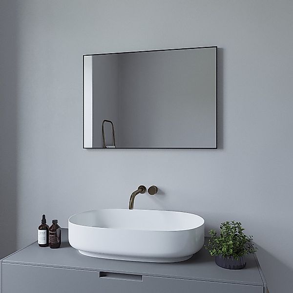 AQUALAVOS Wandspiegel Wandspiegel Schwarz Metall Badezimmer günstig online kaufen
