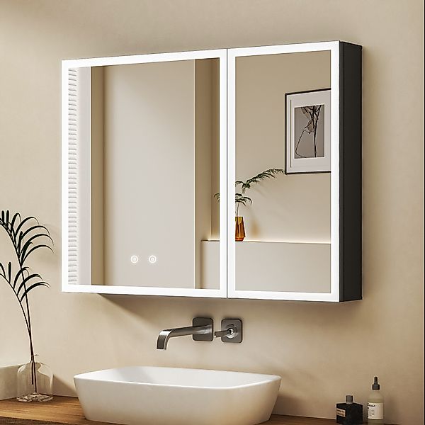 WDWRITTI Badezimmerspiegelschrank mit LED Beleuchtung Spiegelschrank günstig online kaufen