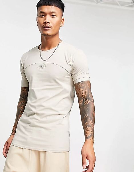 SikSilk – T-Shirt mit Nahtdetail in Beige-Neutral günstig online kaufen